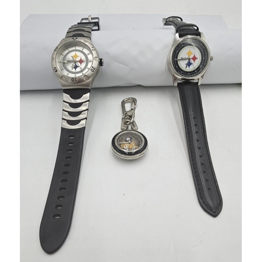 NFL Pittsburgh Steelers Vintage 3 Piece Silver Tone Watch Collection Football